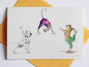 Yoga Greeting Card Cat and friends